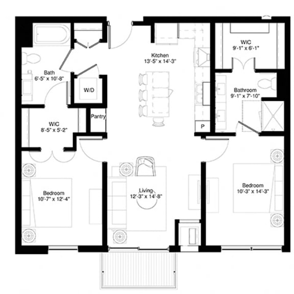 Thumbnail 2 of 4 2 Bedroom Maple Floor Planat Central Park West, St. Louis Park, MN, 55416