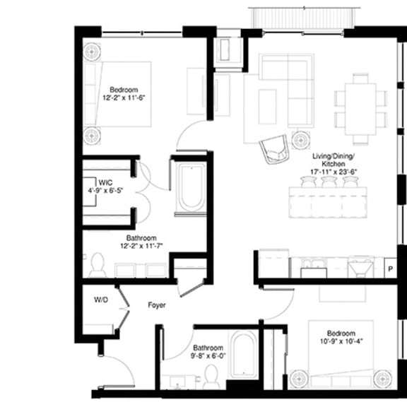 Thumbnail 1 of 2 2 Bedroom Sassafras Floor Plan at Central Park West, St. Louis Park, Minnesota
