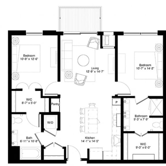 Thumbnail 3 of 4 2 Bedroom White Spruce Floor Plan at Central Park West, St. Louis Park, MN