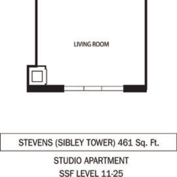 Thumbnail 1 of 2 St. Louis and Stevens Floor Plan Galtier Towers Apartments in Lowertown, St. Paul, MN Studio Apartment