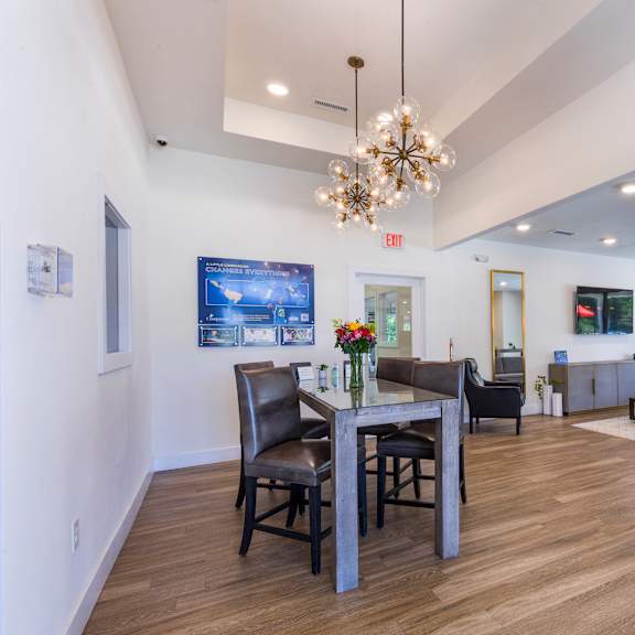 the preserve at ballantyne commons living room and dining room at aventura at towne centre, ellisville, missouri
