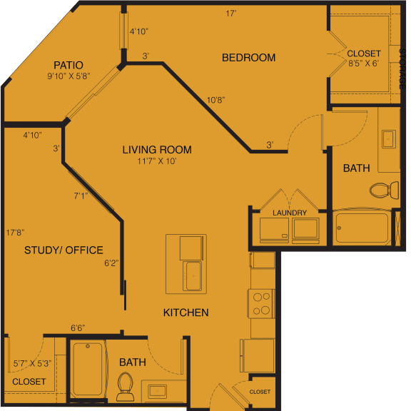 Thumbnail 1 of 19 a floor plan of a bedroom apartment with a bathroom and a living room