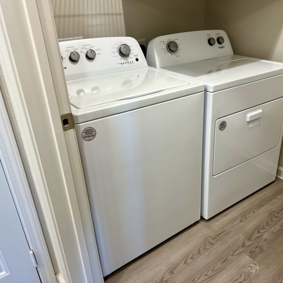 Thumbnail 6 of 16 Inunit laundry with side by side washer and dryer 1 at High Point Preserve Apartments, Austin, 78724