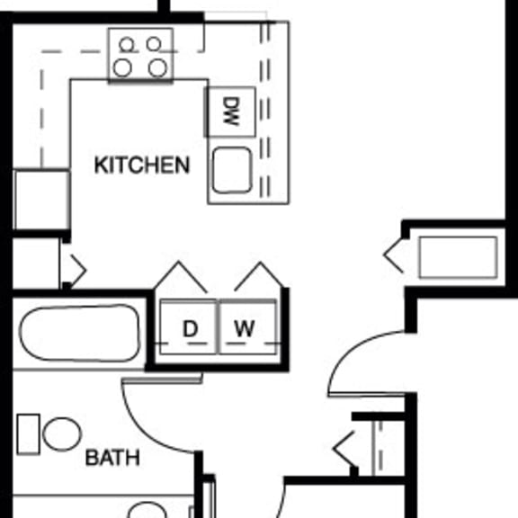 Thumbnail 2 of 9 2D one bedroom floor plan at Andover Pointe Apartment Homes in LaVista, NE