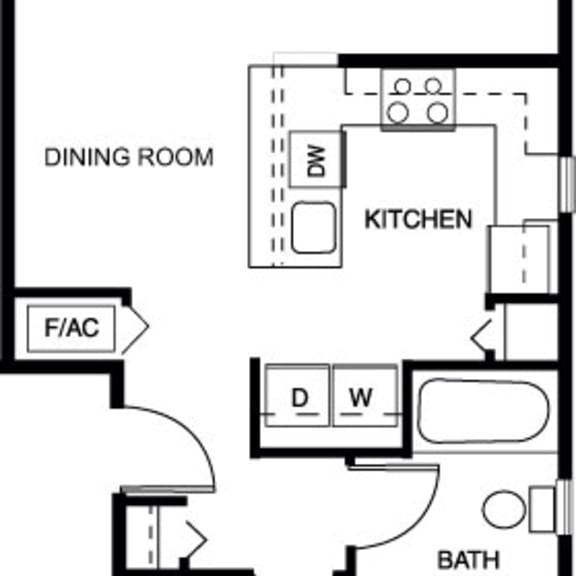 Thumbnail 2 of 9 2D of one bedroom end floor plan at Andover Pointe Apartment Homes in LaVista, NE