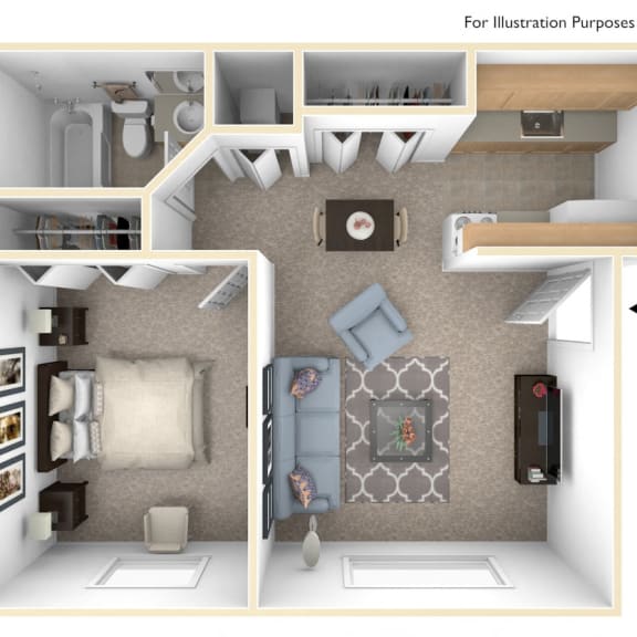 Thumbnail 1 of 14 Standard One Bedroom Floor Plan at Apple Ridge Apartments, Walker, Michigan
