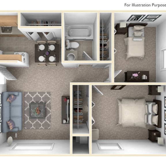 Thumbnail 1 of 7 Standard Two Bedroom Floor Plan at Apple Ridge Apartments, Michigan