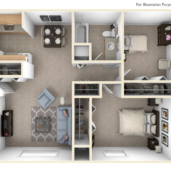 Thumbnail 1 of 8 Two Bedroom Deluxe Floor Plan at Apple Ridge Apartments, Michigan, 49534