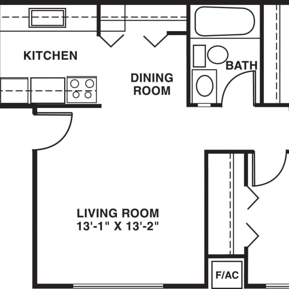 Thumbnail 2 of 7 Two bedroom standard floor plan at Apple Ridge Apartments in Walker, MI