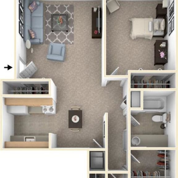 Thumbnail 1 of 8 Two Bedroom, One & One-Half Bathroom Walk-Thru at Apple Ridge Apartments in Walker, MI