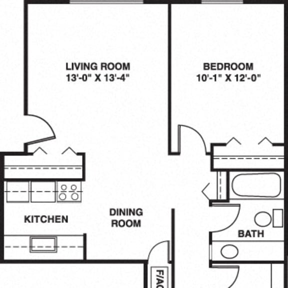 Thumbnail 2 of 8 Two bedroom walkthru floor plan at Apple Ridge Apartments in Walker, MI
