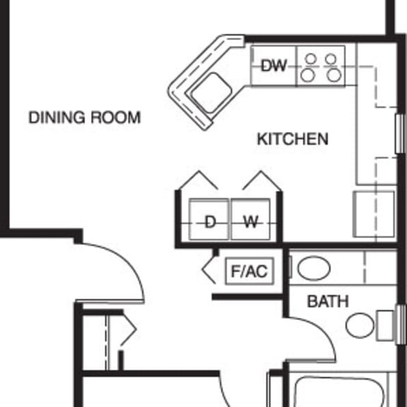 Thumbnail 2 of 8 One bedroom end floor plan at Arbor Lakes Apartments in Elkhart, IN