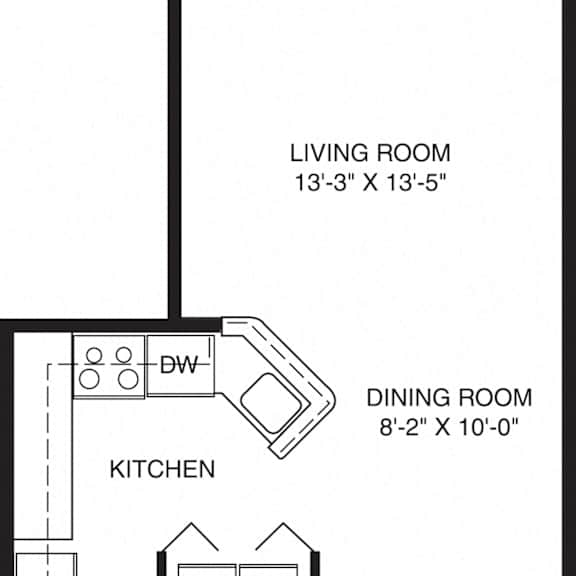 Thumbnail 2 of 10 One bedroom floor plan at Black Sand Apartment Homes in Lincoln, NE