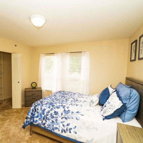 Thumbnail 13 of 14 a bedroom with a bed and a closet