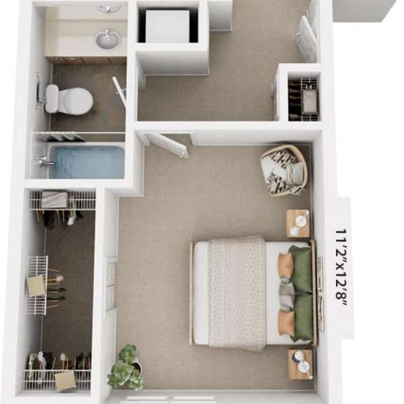 Thumbnail 1 of 14 1 Bed 1 Bath One Bedroom Floor Plan at Brentwood Park Apartments, Nebraska, 68128