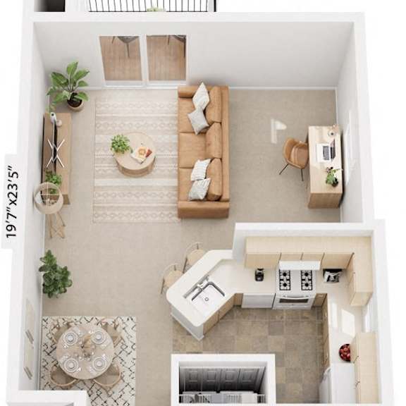 Thumbnail 1 of 12 1 Bed 1 Bath One Bedroom End Floor Plan at Brentwood Park Apartments, La Vista, NE