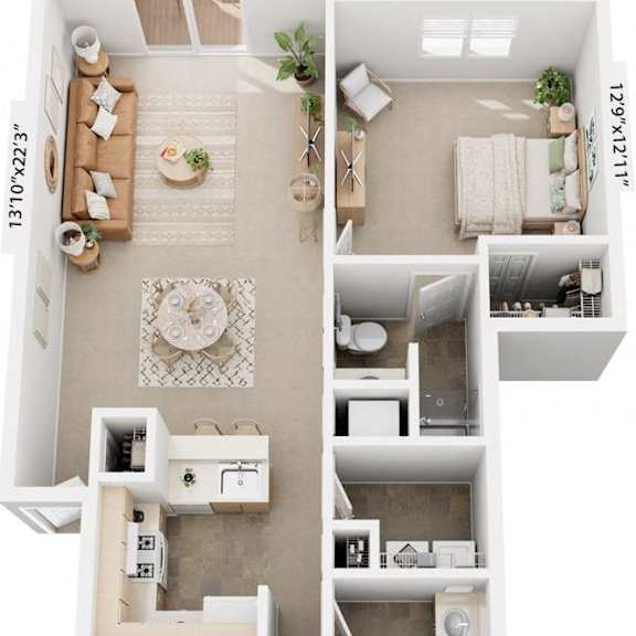 Thumbnail 1 of 16 2 Bed 2 Bath Two Bedroom - Two Bathroom Floor Plan at Brentwood Park Apartments, La Vista, NE, 68128