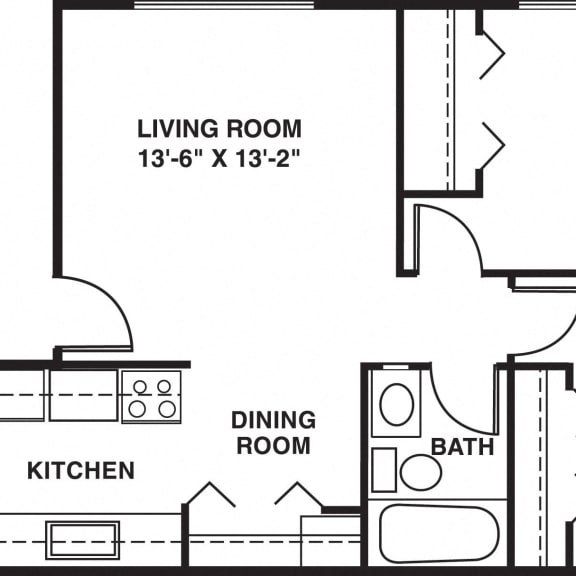Thumbnail 2 of 12 Two bedroom floor plan at Briarwood Apartments in Benton Harbor, MI