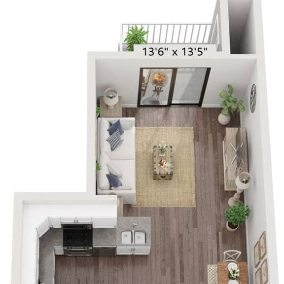Thumbnail 1 of 19 One Bedroom Renovated Floor Plan at Byron Lakes Apartments in Byron Center, MI