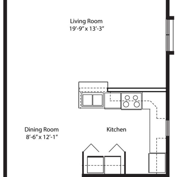 Thumbnail 2 of 19 2D one bedroom renovated floor plan at Byron Lakes Apartments in Byron Center, MI