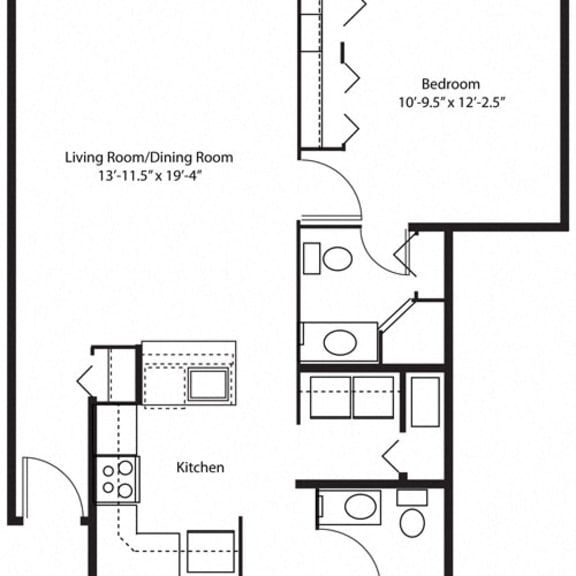 Thumbnail 2 of 24 2D of two bedroom floor plan at Byron Lakes Apartments in Byron Center, MI