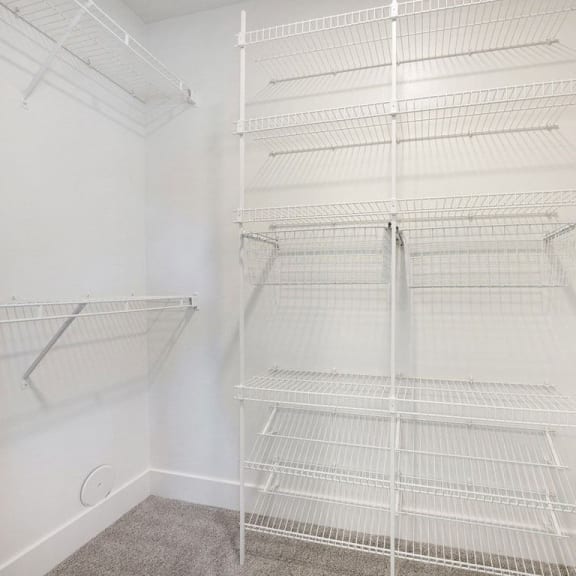 Thumbnail 18 of 19 a walk in closet with wardrobe organizers at Byron Lakes Apartments in Byron Center, MI