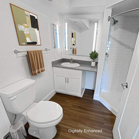 Thumbnail 23 of 24 second bathroom with a walk in shower at Byron Lakes Apartments in Byron Center, MI