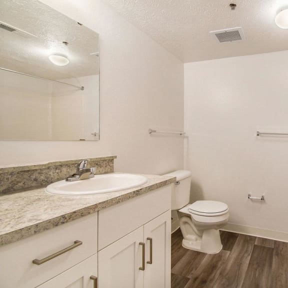 Thumbnail 9 of 16 a bathroom with hard surface flooring at Canal 2 Apartments in Lansing, MI