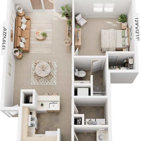Thumbnail 1 of 16 Two Bedroom Floor Plan at Canal 2 Apartments, Lansing