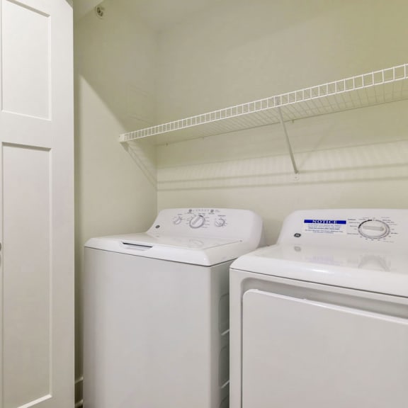 Thumbnail 8 of 12 A full size washer and dryer at Chase Creek Apartment Homes, Huntsville, AL, 35811