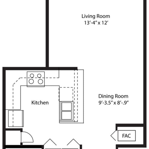 Thumbnail 2 of 18 2D one bedroom floor plan at Chase Creek Apartment Homes in Huntsville, AL