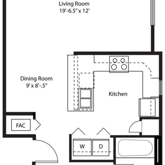 Thumbnail 2 of 10 2D one bedroom end floor plan at Chase Creek Apartment Homes in Huntsville, AL