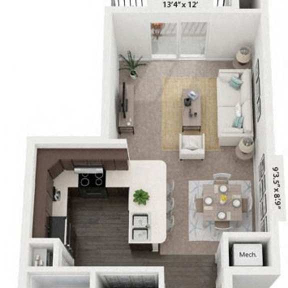 Thumbnail 1 of 18 One Bedroom Traditional floor plan at Chase Creek Apartment Homes in Huntsville, AL