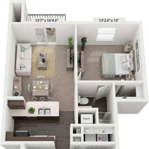 Thumbnail 1 of 12 Two Bedroom Two Bathroom 3D floor plan at Chase Creek Apartment Homes in Huntsville, AL
