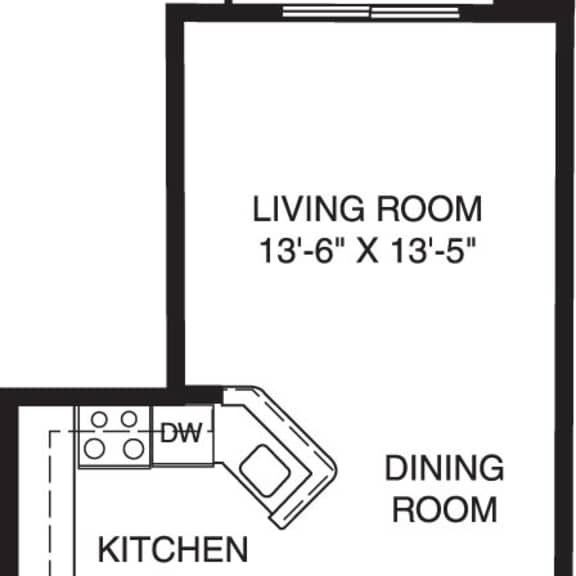 Thumbnail 2 of 12 One bedroom 2D floor plan at Canal Club Apartments in Lansing, MI