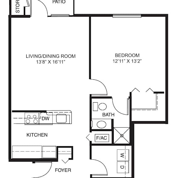 Thumbnail 2 of 7 Two bedroom style II floor plan at Colonial Pointe at Fairview Apartments, Nebraska