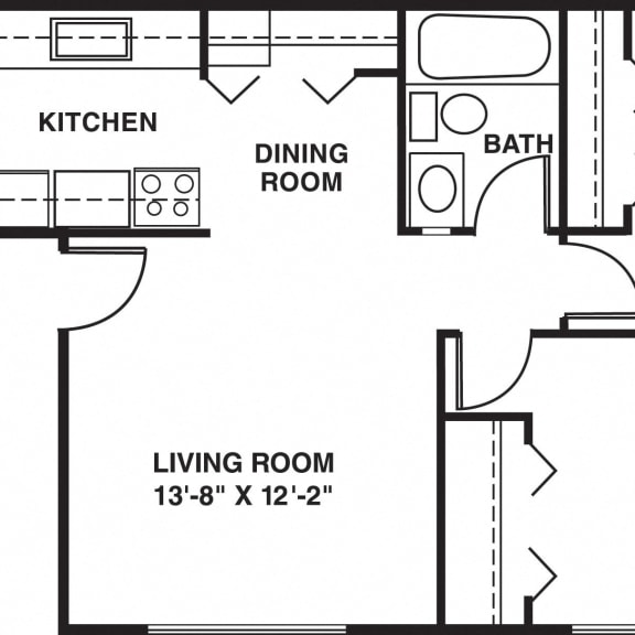 Thumbnail 2 of 11 Two bedroom floor plan at Concord Place Apartments, Kalamazoo, MI