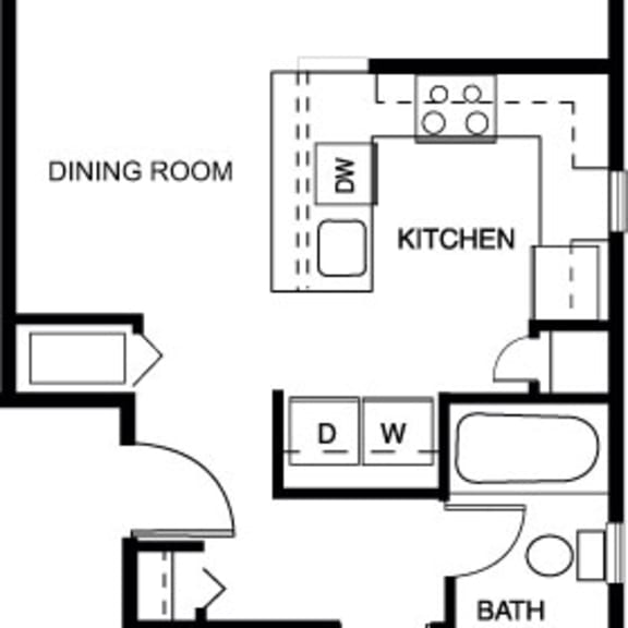 Thumbnail 2 of 10 One bedroom end Floorplan at Copper Creek Apartment Homes, Maize, KS, 67101