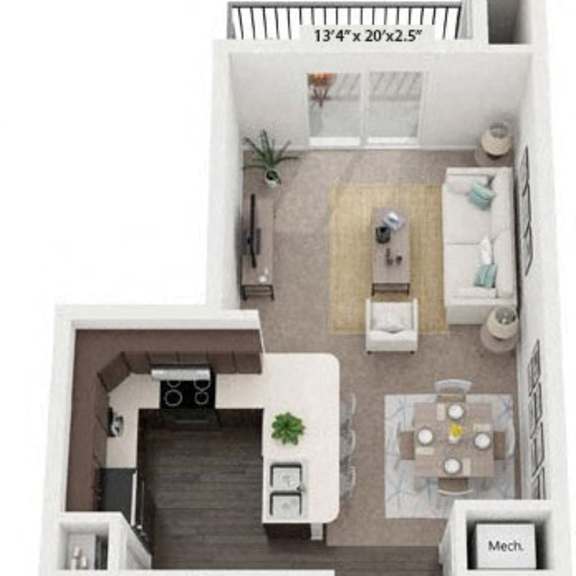 Thumbnail 1 of 15 One Bedroom One Bath 3D Floorplan at Copper Creek Apartment Homes, Maize, KS, 67101