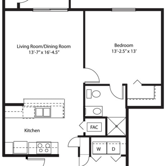 Thumbnail 2 of 13 Two bedroom 2D floor plan at Dodson Pointe Apartment Homes in Rogers, Arkansas