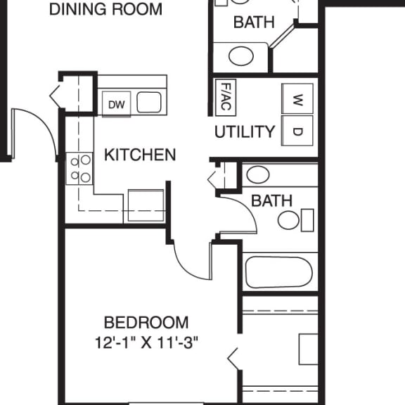 Thumbnail 2 of 13 Two bedroom floor plan at Dupont Lakes Apartments in Fort Wayne, IN