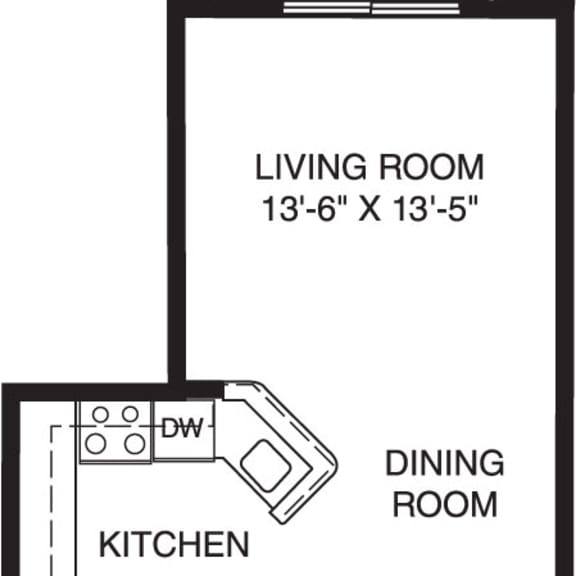Thumbnail 2 of 10 One bedroom floor plan at Emerald Park Apartments, Kalamazoo, Michigan
