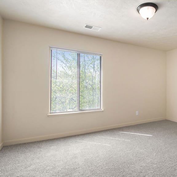 Thumbnail 10 of 13 spacious bedroom with a window and carpet at Old Farm Apartments, Elkhart, IN, 46517