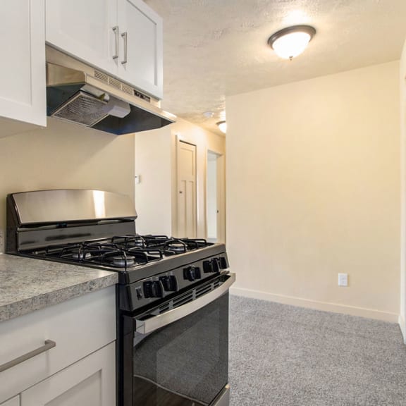 Thumbnail 6 of 13 kitchen view to dining area at Old Farm Apartments, Elkhart, IN, 46517