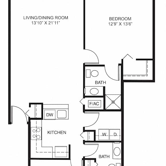 Thumbnail 2 of 12 Two bedroom floor plan at Fieldstream Apartment Homes, Iowa