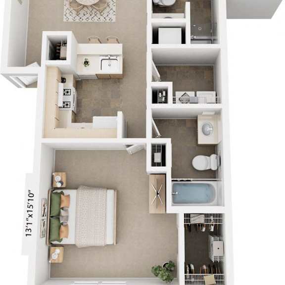 Thumbnail 1 of 12 Two Bedroom Two Bath Floor plan | 1,105 Sq. Ft. at Fieldstream Apartment Homes, Iowa, 50023