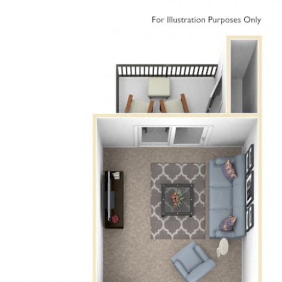 Thumbnail 1 of 6 Front-to-Back One Bedroom Floor Plan at Irish Hills Apartments, South Bend, IN