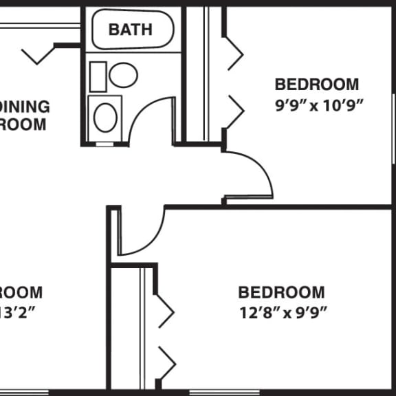 Thumbnail 2 of 12 Two bedroom floor plan at Glen Oaks Apartments, Michigan