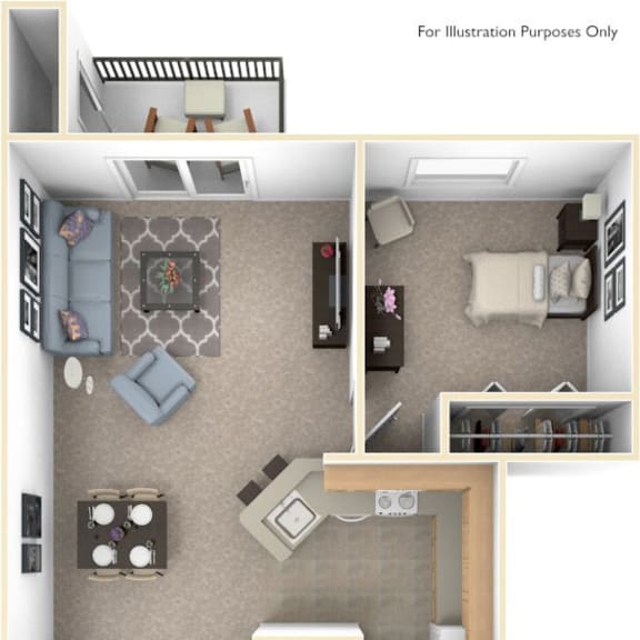 Thumbnail 1 of 6 Two Bedroom Traditional - GR Floorplan at Gull Prairie/Gull Run Apartments and Townhomes, Kalamazoo, Michigan