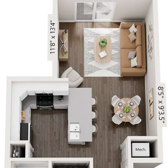 Thumbnail 1 of 19 1 Bedroom 1 Bathroom 3D Floor Plan at The Grove Apartment Homes, Lincoln Nebraska